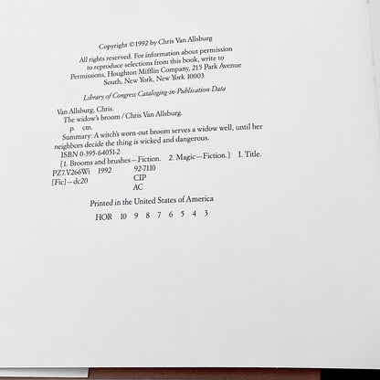 The Widow's Broom by Chris Van Allsburg [FIRST EDITION] 1992 • Houghton Mifflin