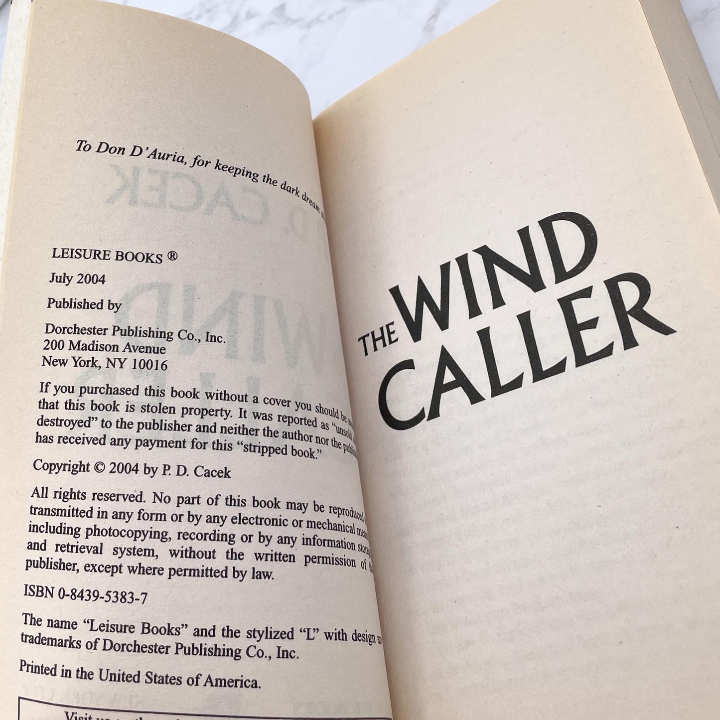 The Wind Caller by P.D. Cacek [FIRST EDITION • FIRST PRINTING] 2004 • Leisure Horror