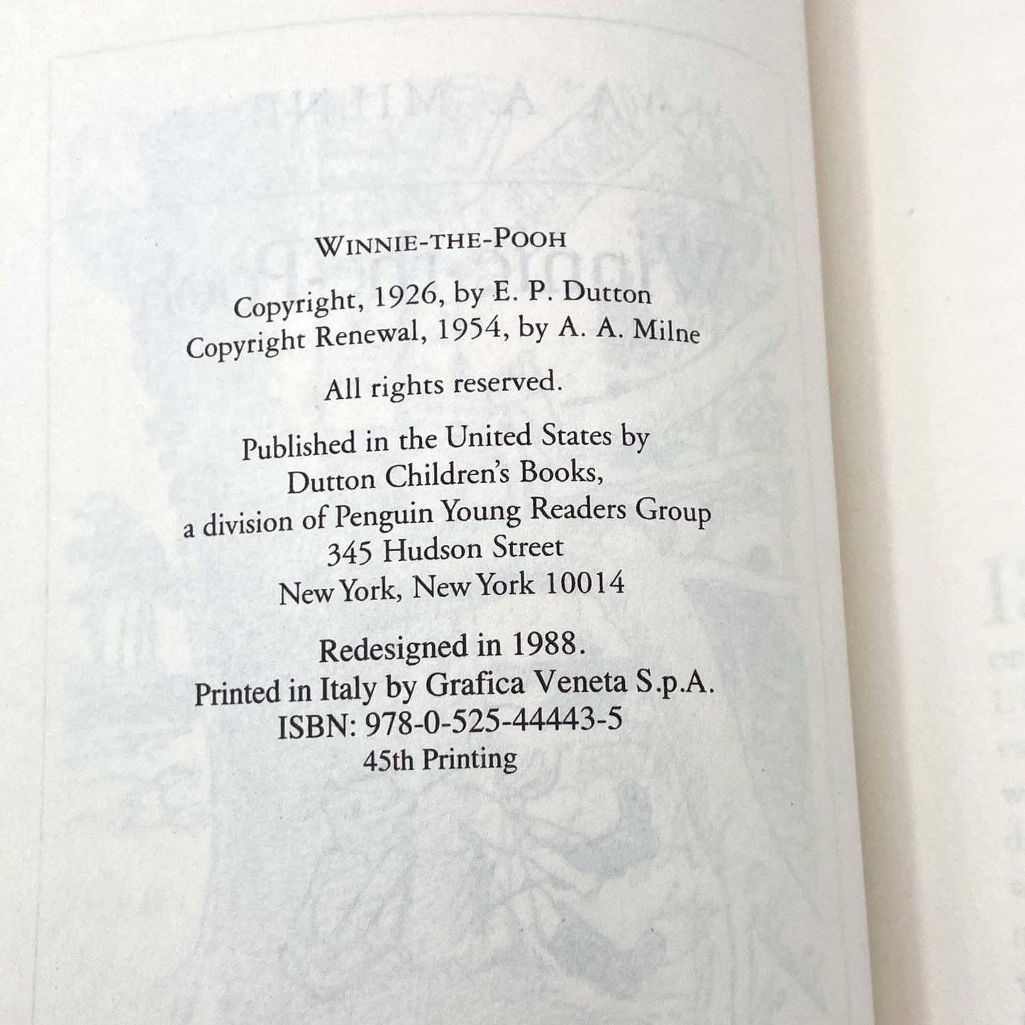 Winnie the Pooh by A.A. Milne [HARDCOVER RE-ISSUE] 1988 • Dutton Books