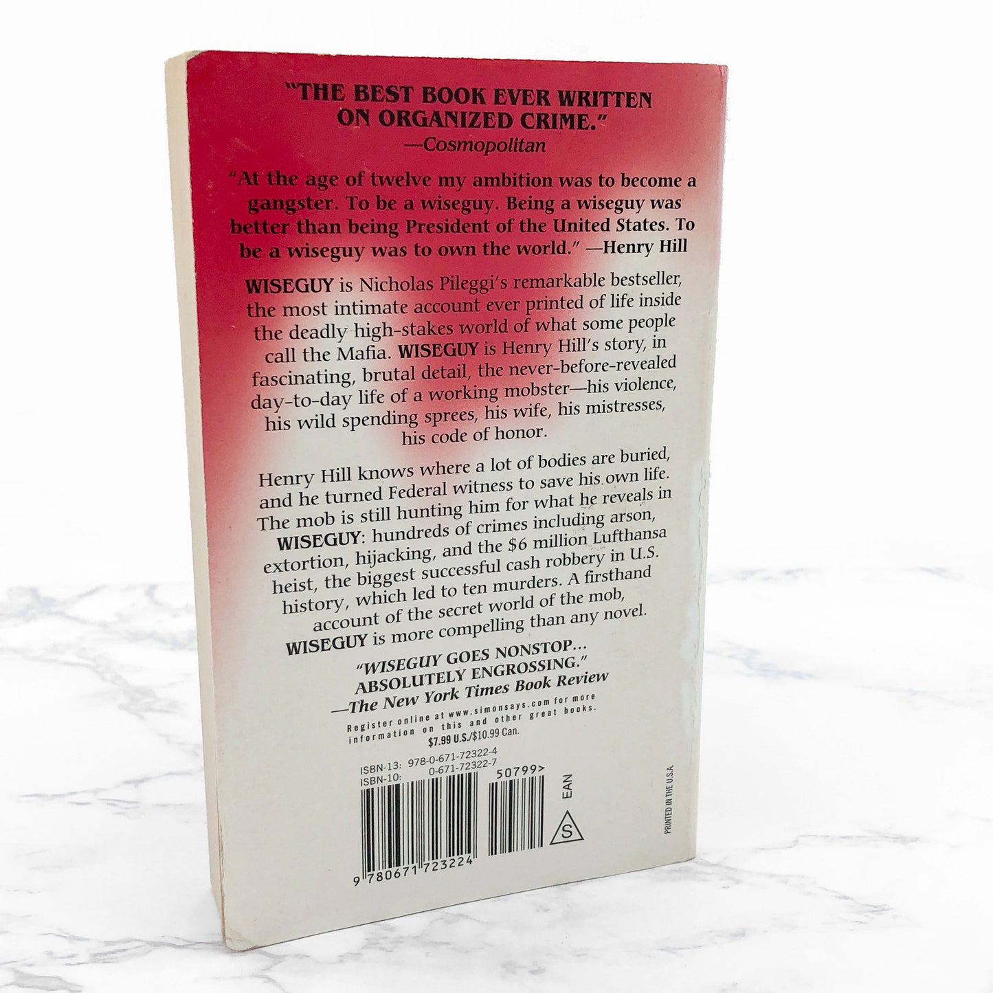 Wiseguy by Nicholas Pileggi [PAPERBACK RE-PRINT] 1997 • Pocket Books • Goodfellas