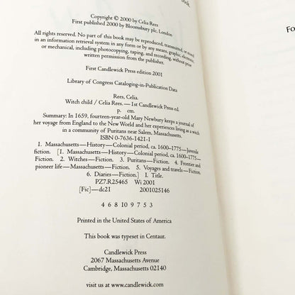 Witch Child by Celia Rees [U.S. FIRST EDITION] 2001 • Candlewick Press