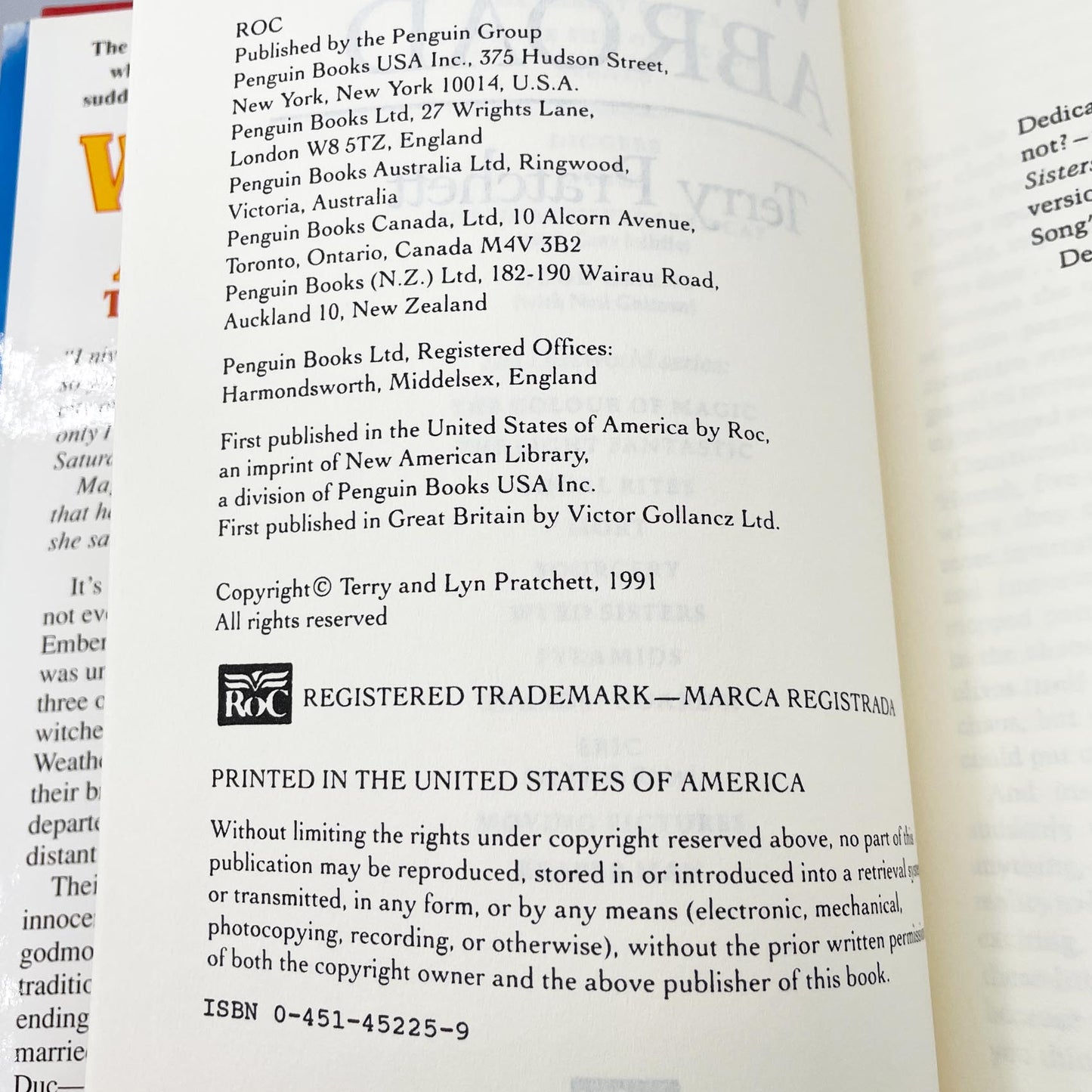 Witches Abroad by Terry Pratchett [1991 HARDCOVER] BCE • ROC • Discworld #12