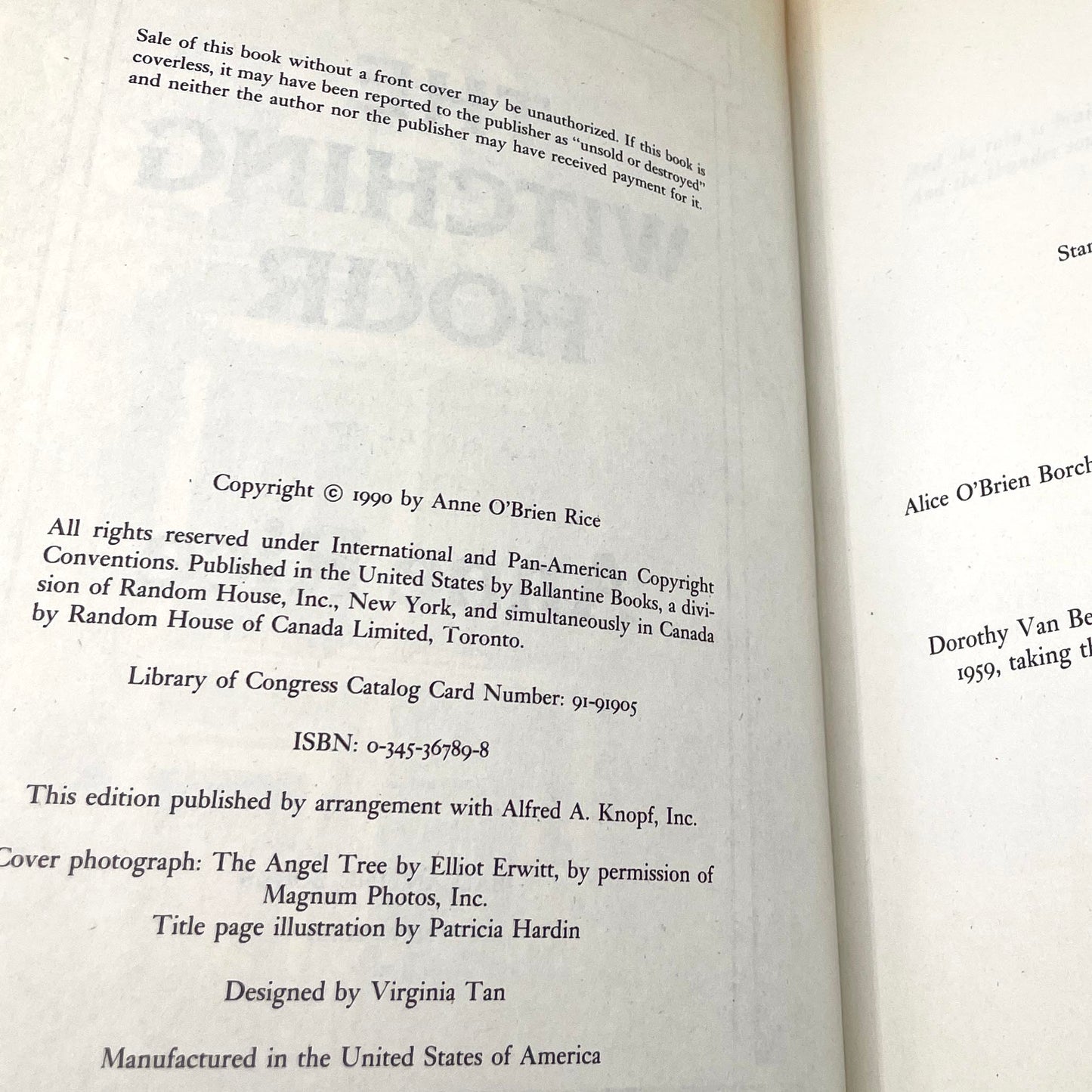 The Witching Hour by Anne Rice [FIRST TRADE PAPERBACK PRINTING] 1991 • Ballantine • Mayfair Witches #1