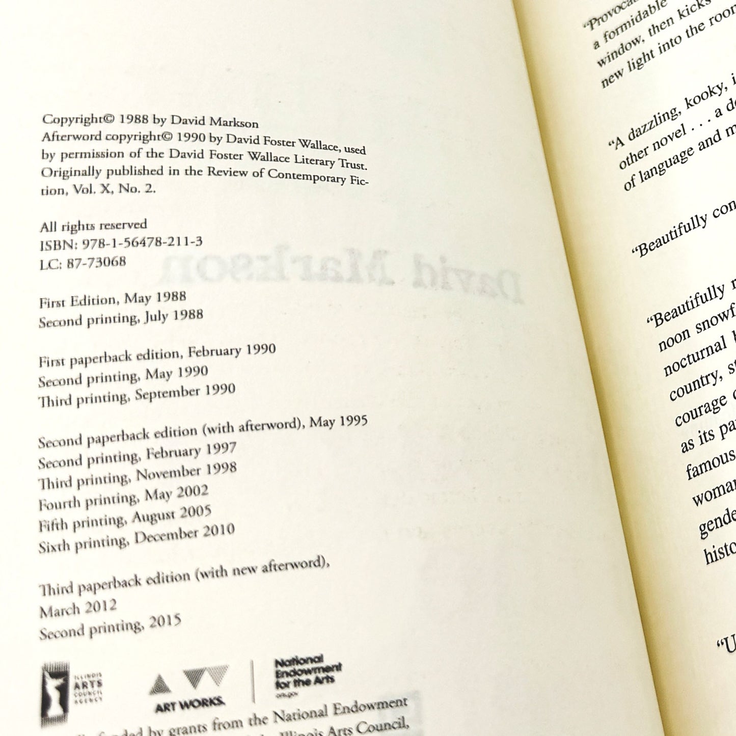 Wittgenstein’s Mistress by David Markson [THIRD PAPERBACK EDITION] 2012 • Dalkey Archive