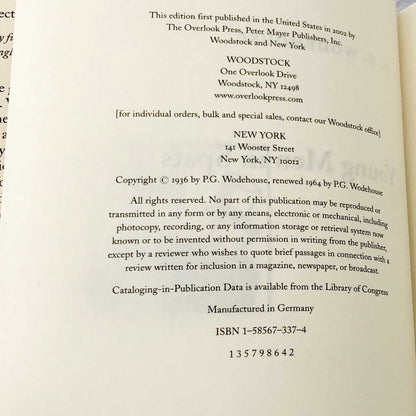 Young Men in Spats by P.G. Wodehouse [DELUXE HARDCOVER RE-ISSUE] 2002 • The Overlook Press