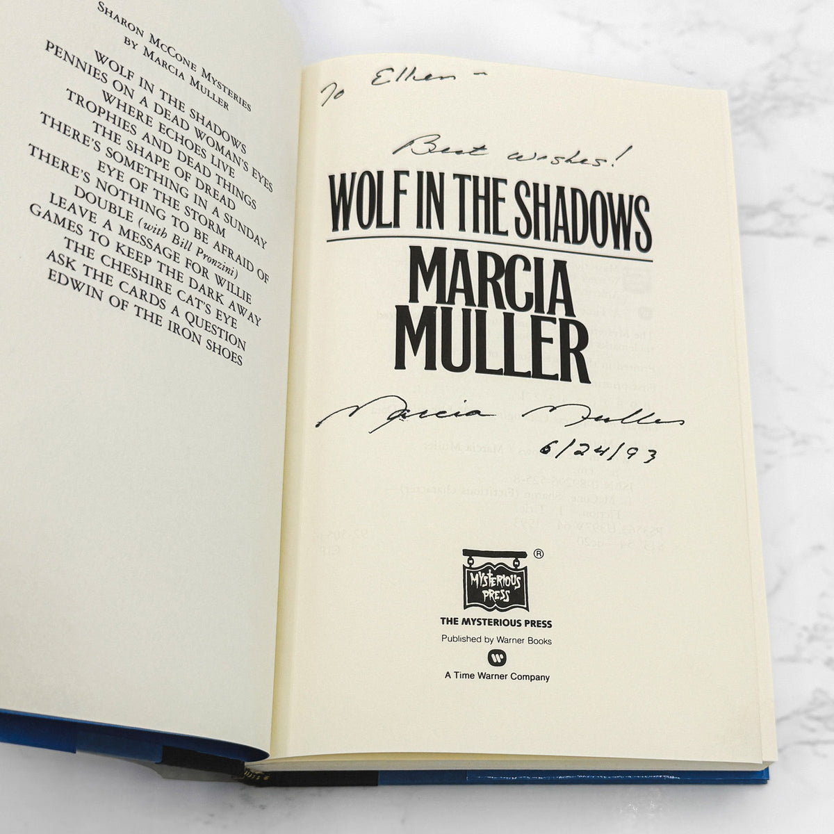 Wolf in the Shadows by Marcia Muller SIGNED [FIRST EDITION • FIRST PRINTING] 1993 • Mysterious Press