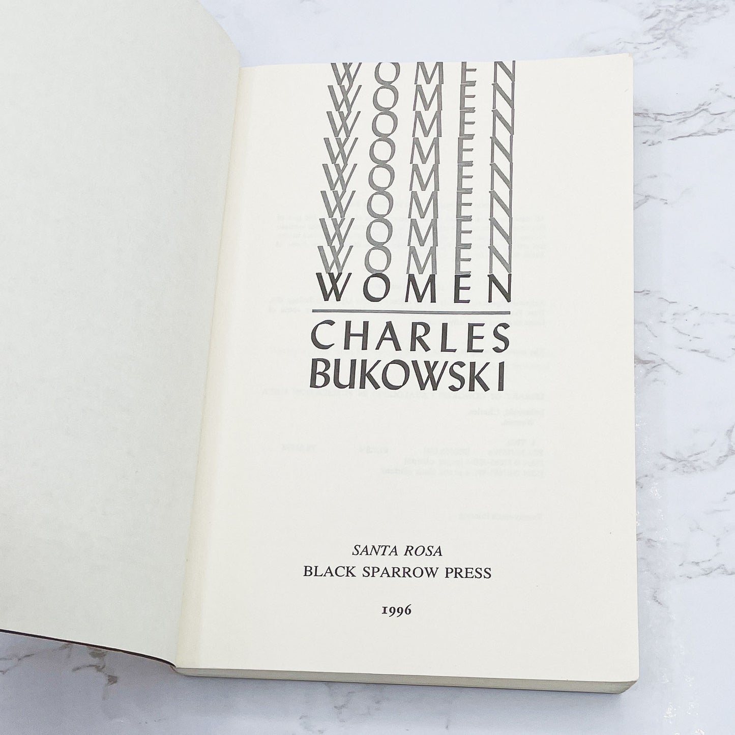 Women by Charles Bukowski [FIRST EDITION PAPERBACK] 29th Print • Black Sparrow Press