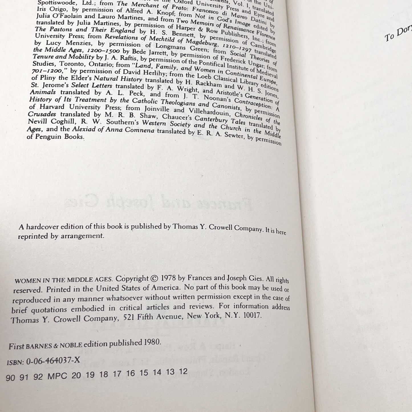 Women in the Middle Ages by Frances & Joseph Gies [TRADE PAPERBACK] 1980 • Perennial Library