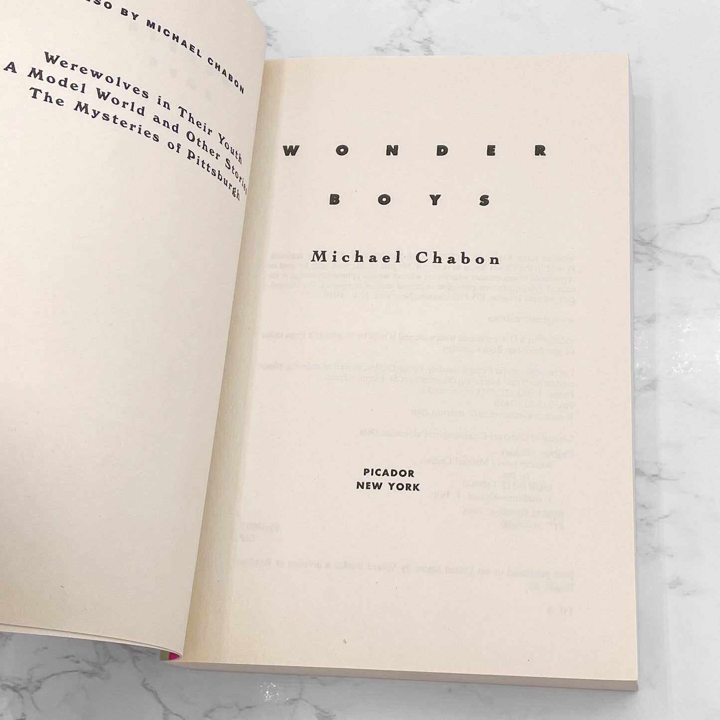 Wonder Boys by Michael Chabon [FIRST PAPERBACK EDITION] 1996 • Picador
