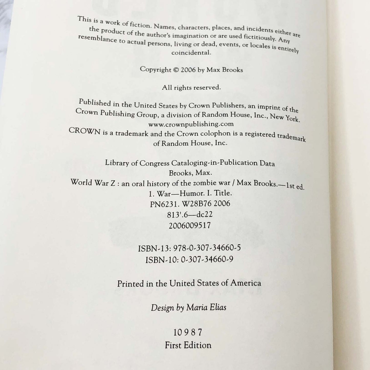 World War Z by Max Brooks [FIRST EDITION] 2006 • Crown