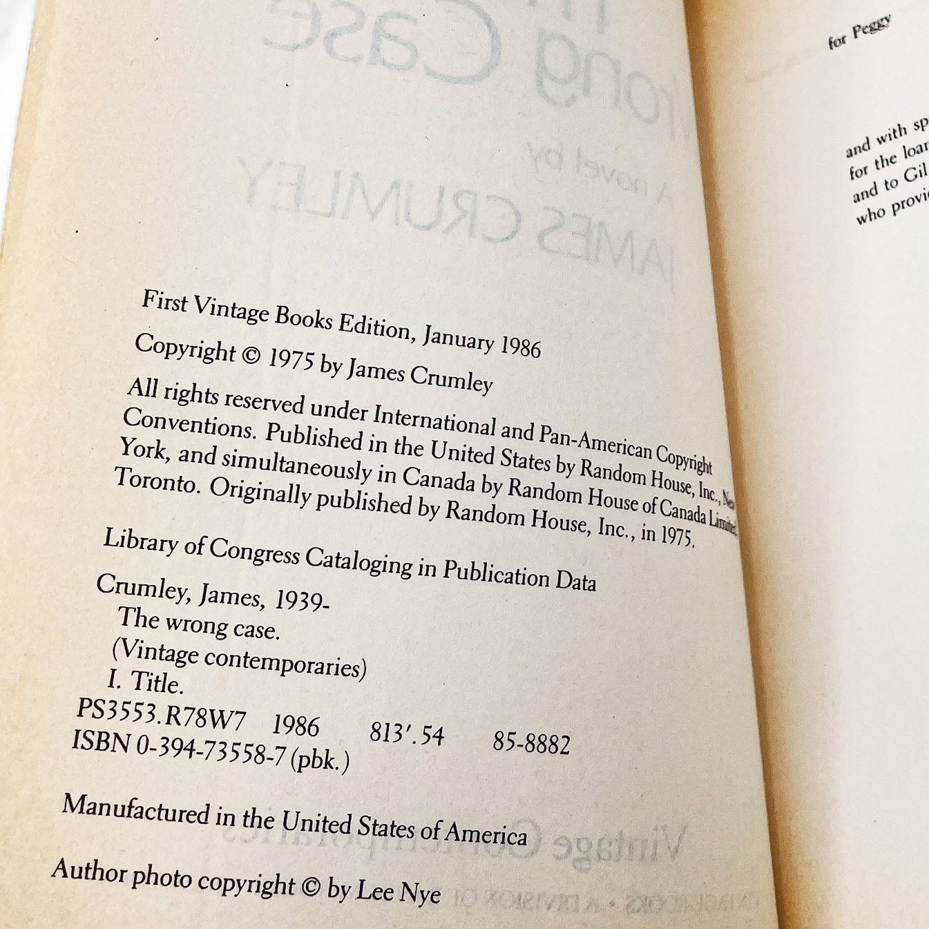The Wrong Case by James Crumley [TRADE PAPERBACK] 1986 • Vintage Contemporaries