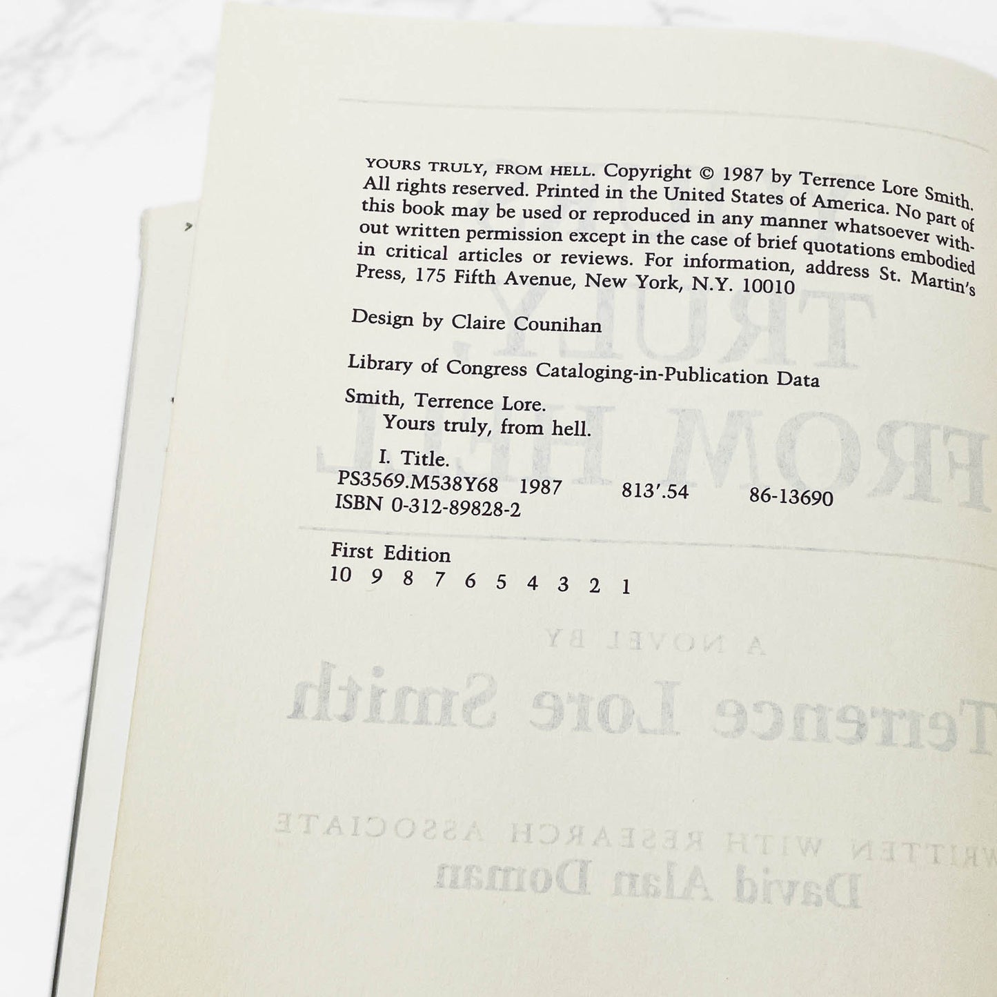 Yours Truly, From Hell by Terrence Lore Smith [FIRST EDITION • FIRST PRINTING] 1987