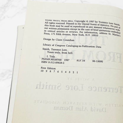 Yours Truly, From Hell by Terrence Lore Smith [FIRST EDITION • FIRST PRINTING] 1987