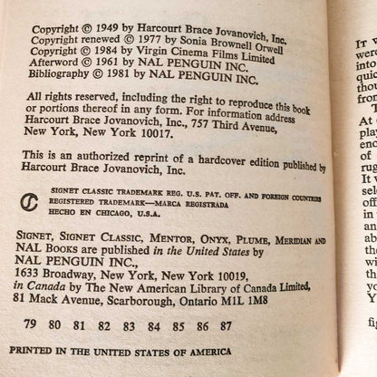 1984 by George Orwell [1981 PAPERBACK]