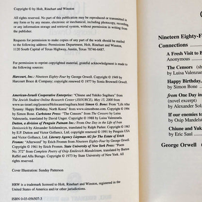 1984 with Connections by George Orwell [1999 HARDCOVER]