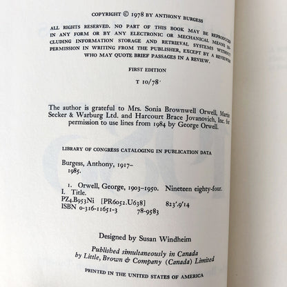 1985 by Anthony Burgess [FIRST EDITION / FIRST PRINTING]