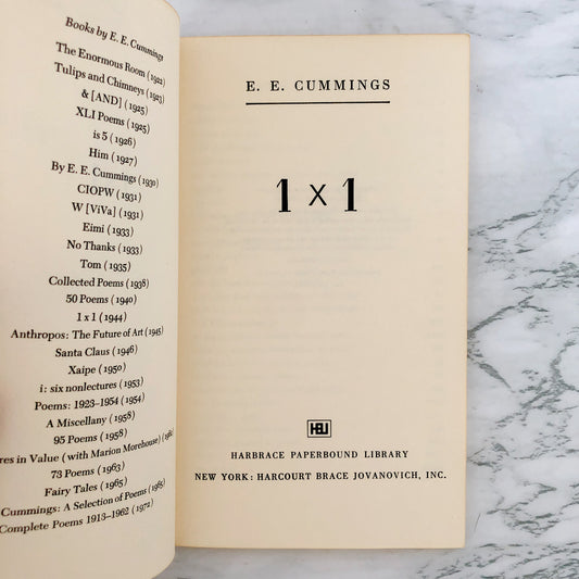 1 x 1 by E.E. Cummings [1972 PAPERBACK]