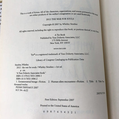 2012 by Whitley Strieber SIGNED! [FIRST EDITION • FIRST PRINTING] 2007