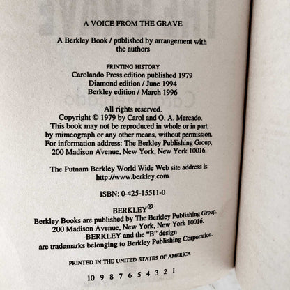 A Voice from the Grave by Carol Mercado [1996 PAPERBACK]