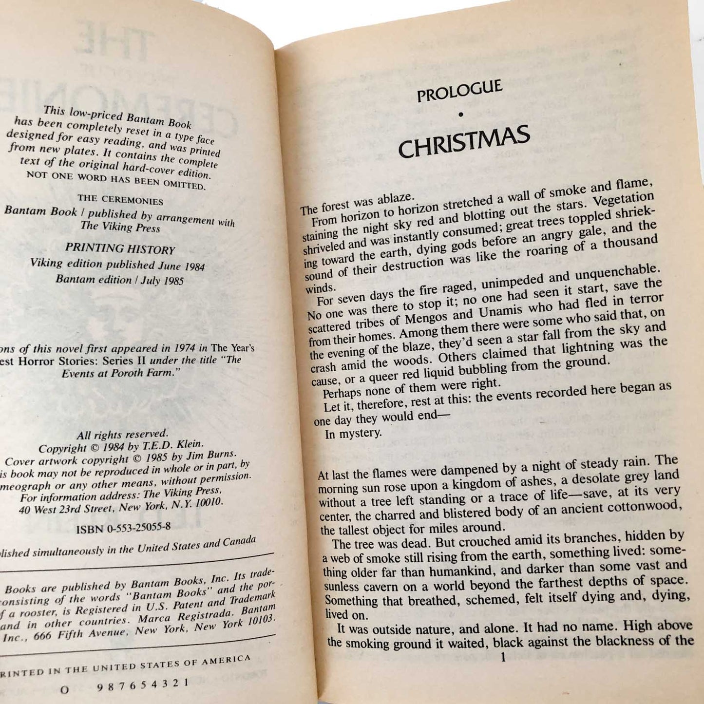 The Ceremonies by T.E.D. Klein [FIRST PAPERBACK PRINTING] 1985