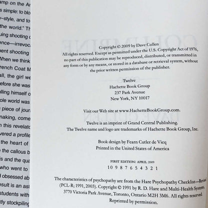 Columbine by Dave Cullen [FIRST EDITION • FIRST PRINTING] 2009