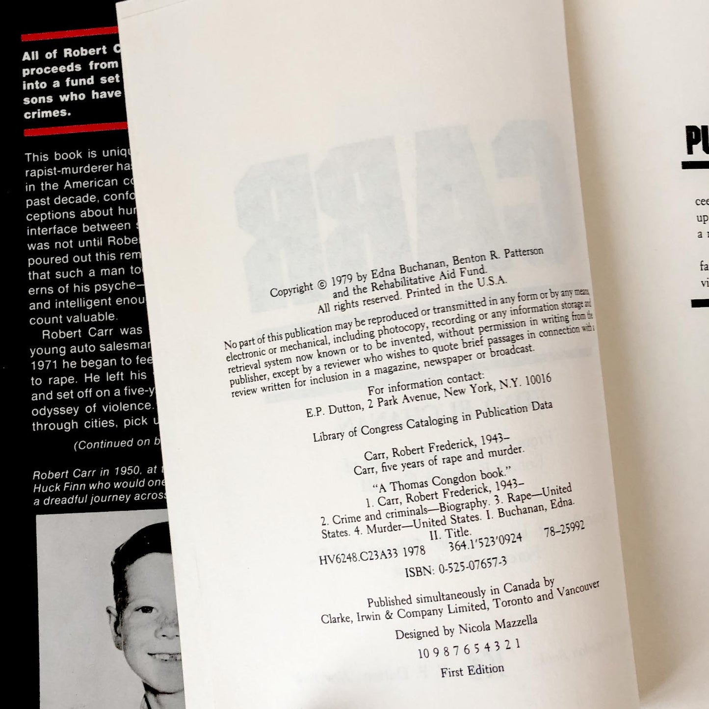 Carr: Five Years of Rape and Murder by Edna Buchanan [FIRST EDITION / FIRST PRINTING] 1978