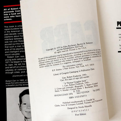 Carr: Five Years of Rape and Murder by Edna Buchanan [FIRST EDITION / FIRST PRINTING] 1978