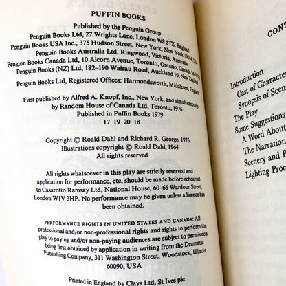 Roald Dahl's Charlie And The Chocolate Factory: A Play by Richard R. George [1979 U.K. TRADE PAPERBACK]