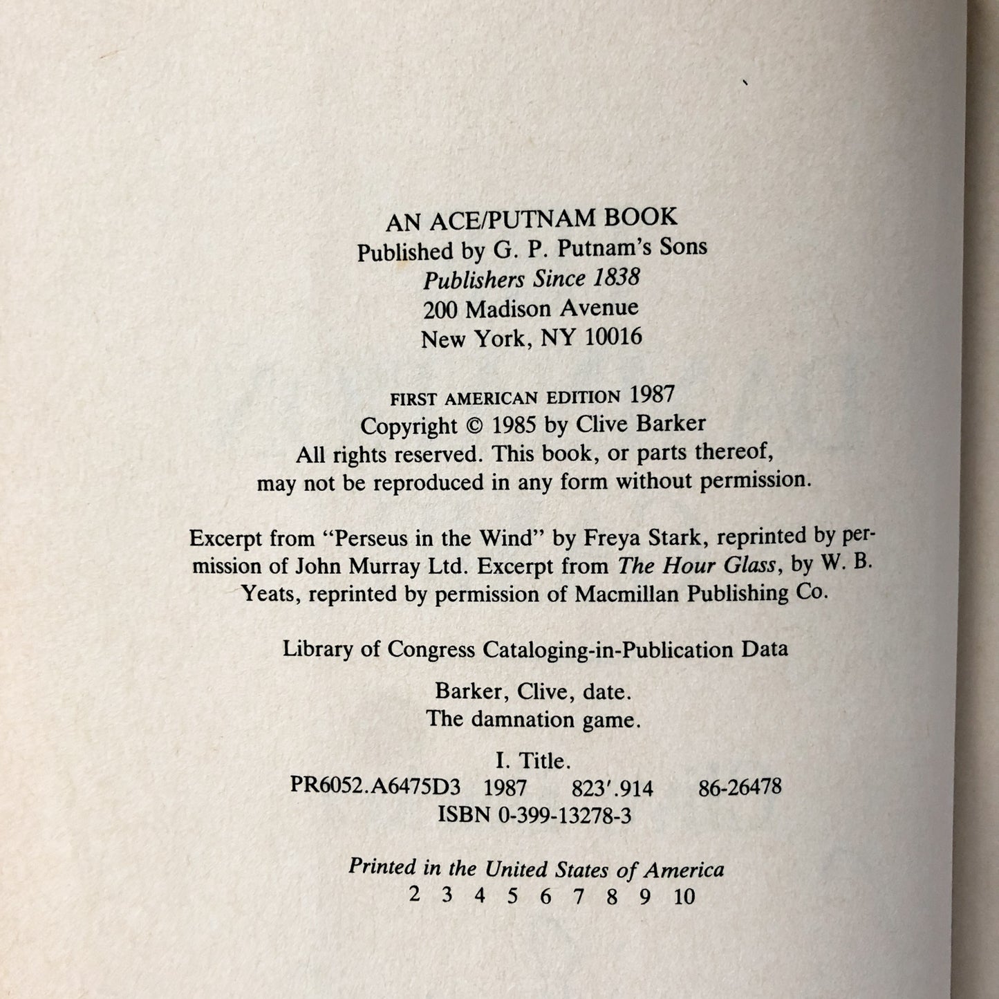 The Damnation Game by Clive Barker [SIGNED FIRST EDITION] - Bookshop Apocalypse