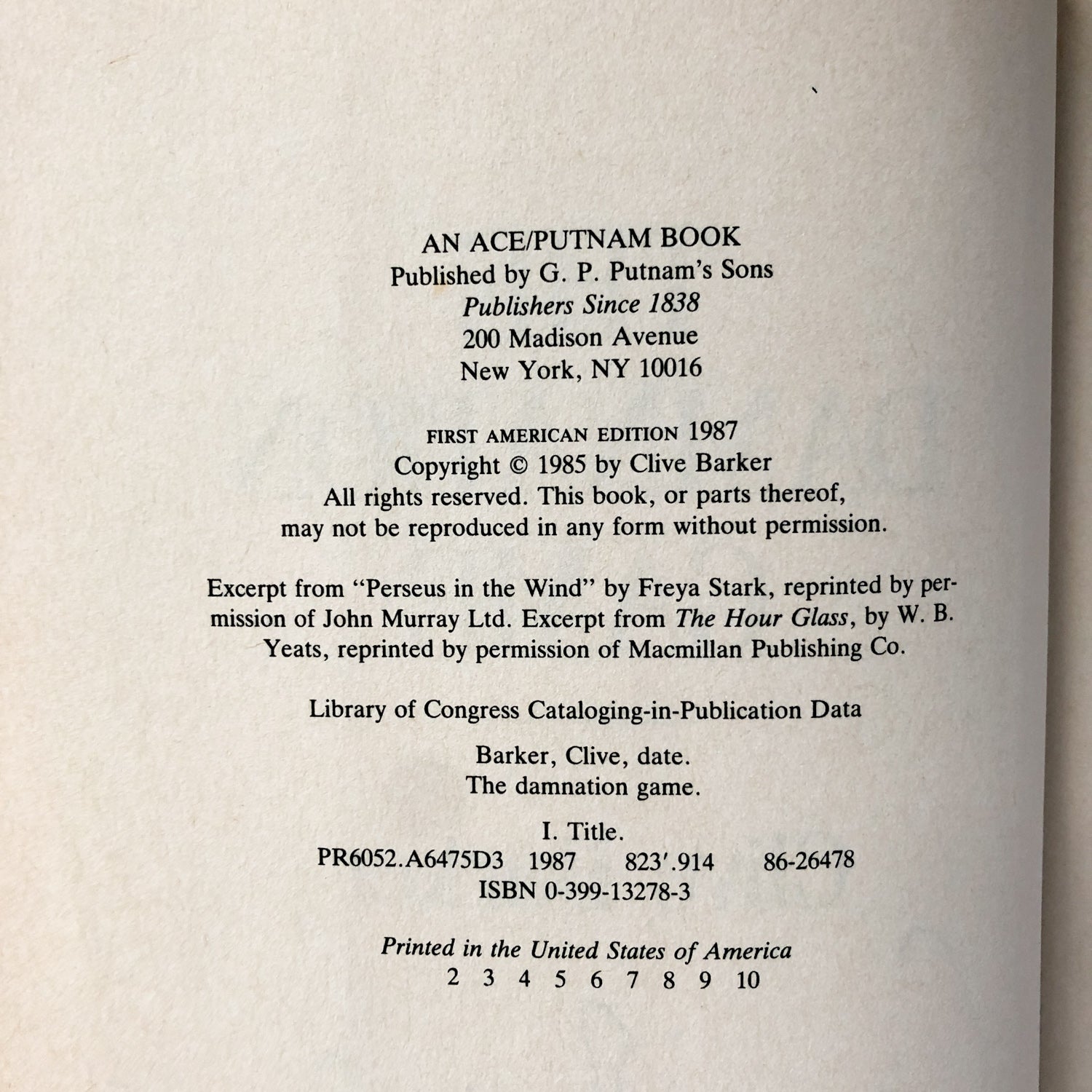 The Damnation Game by Clive Barker [SIGNED FIRST EDITION] - Bookshop Apocalypse