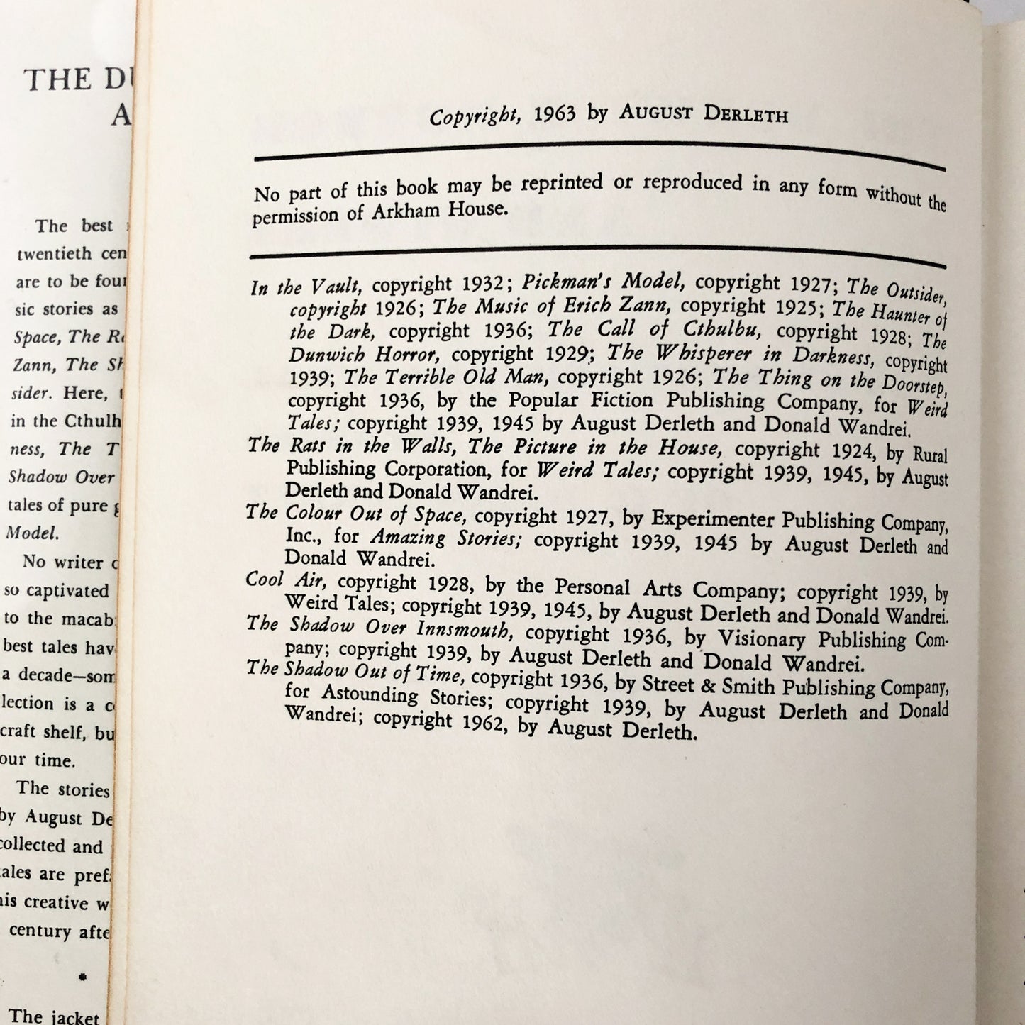 The Dunwich Horror & Others by H.P. Lovecraft [FIRST EDITION / FOURTH PRINTING] Arkham House