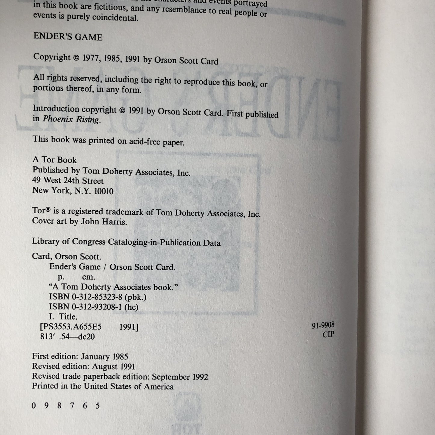 Ender's Game by Orson Scott Card [FIRST "REVISED" EDITION] - Bookshop Apocalypse