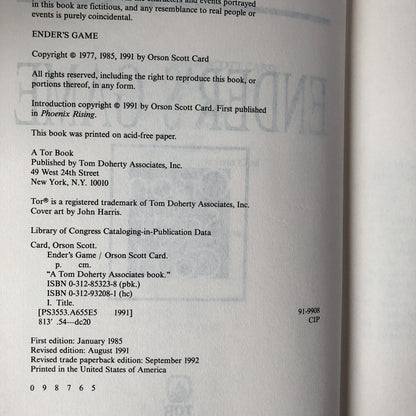 Ender's Game by Orson Scott Card [FIRST "REVISED" EDITION] - Bookshop Apocalypse
