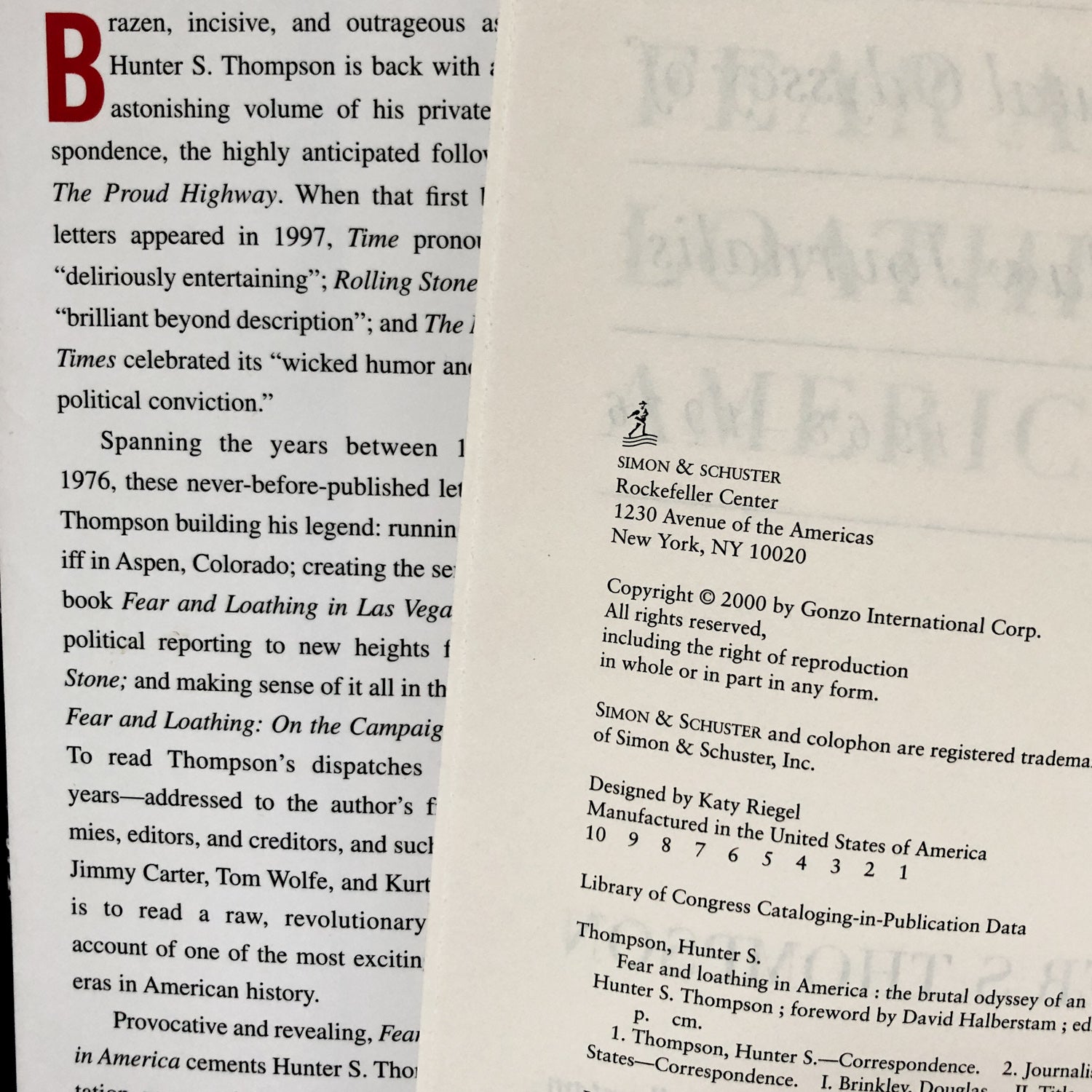 Fear and Loathing in America by Hunter S. Thompson [FIRST EDITION] - Bookshop Apocalypse