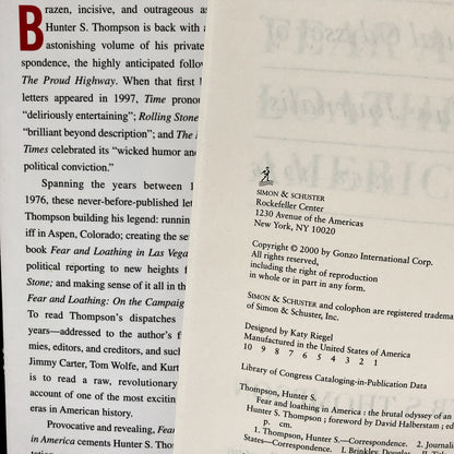 Fear and Loathing in America by Hunter S. Thompson [FIRST EDITION] - Bookshop Apocalypse