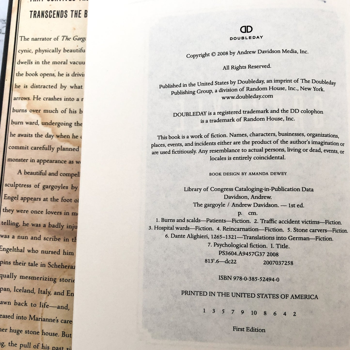 The Gargoyle by Andrew Davidson SIGNED! [FIRST EDITION / FIRST PRINTING]