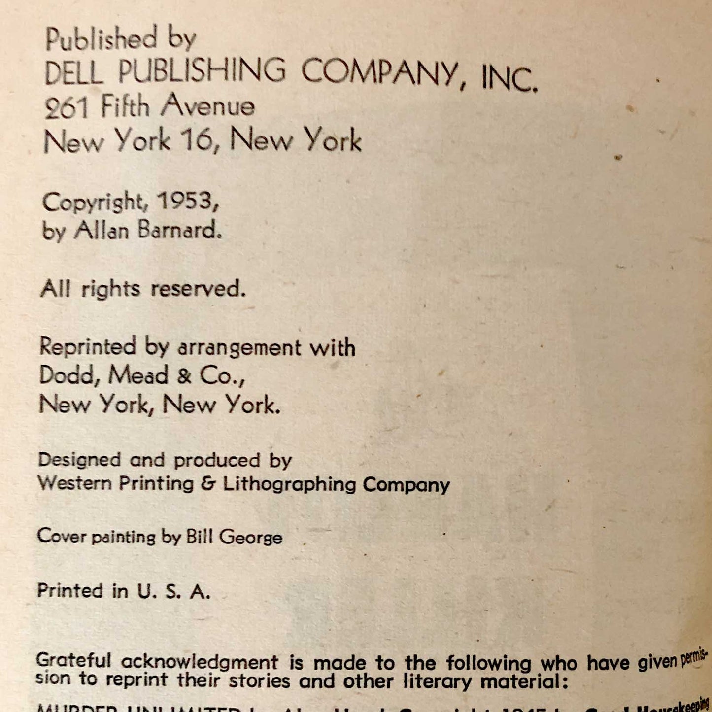 The Harlot Killer by Allan Barnard [1953 DELL PAPERBACK]