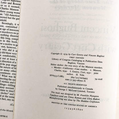 Helter Skelter: The True Story of The Manson Murders by Vincent Bugliosi [FIRST EDITION / FIRST PRINTING]
