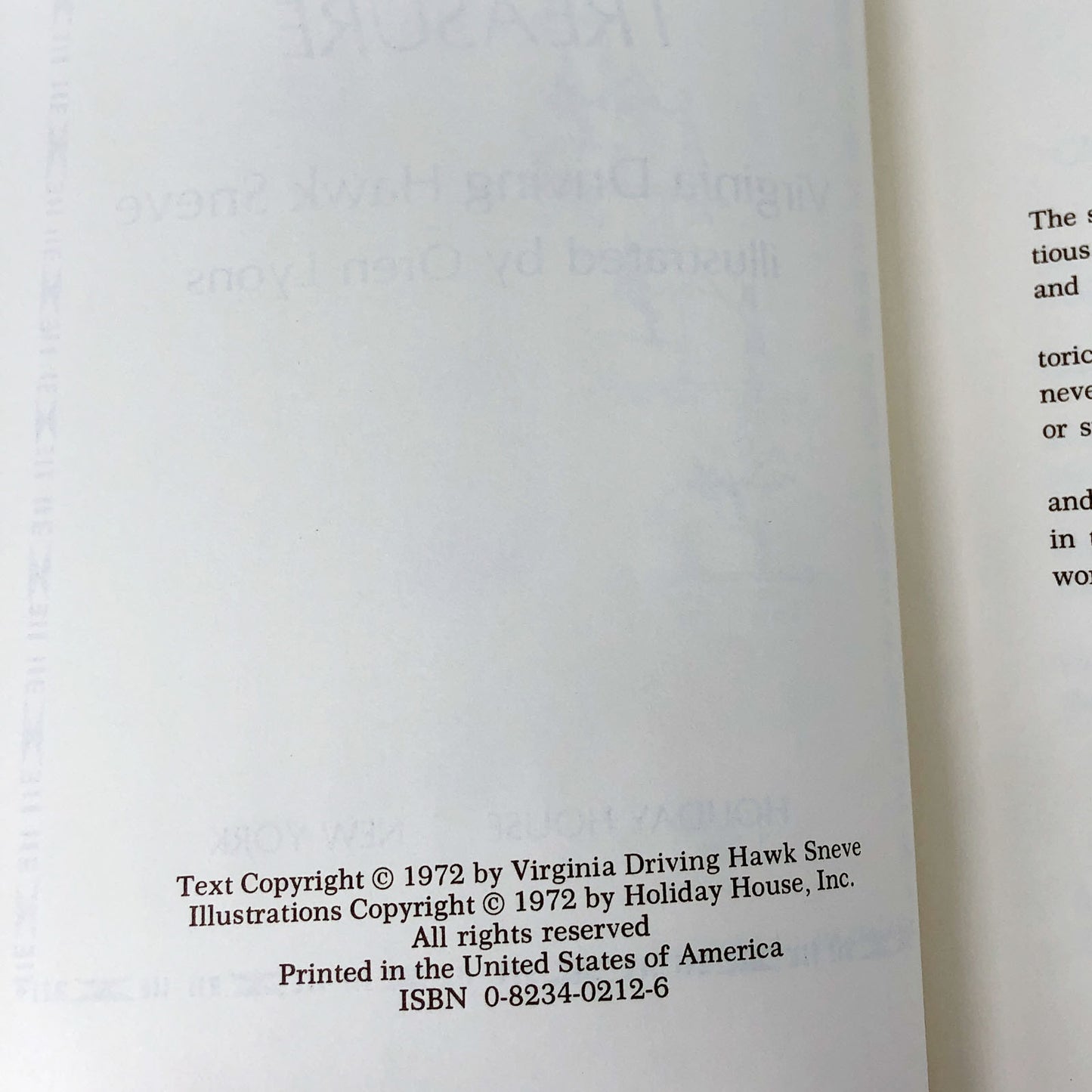 High Elk's Treasure by Virginia Driving Hawk Sneve SIGNED! [FIRST EDITION] 1972