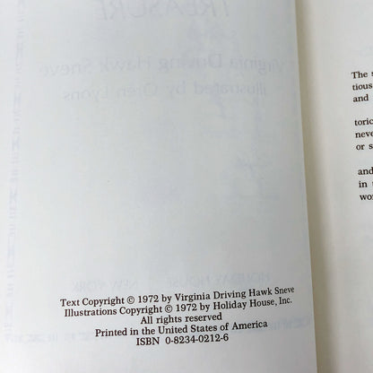 High Elk's Treasure by Virginia Driving Hawk Sneve SIGNED! [FIRST EDITION] 1972