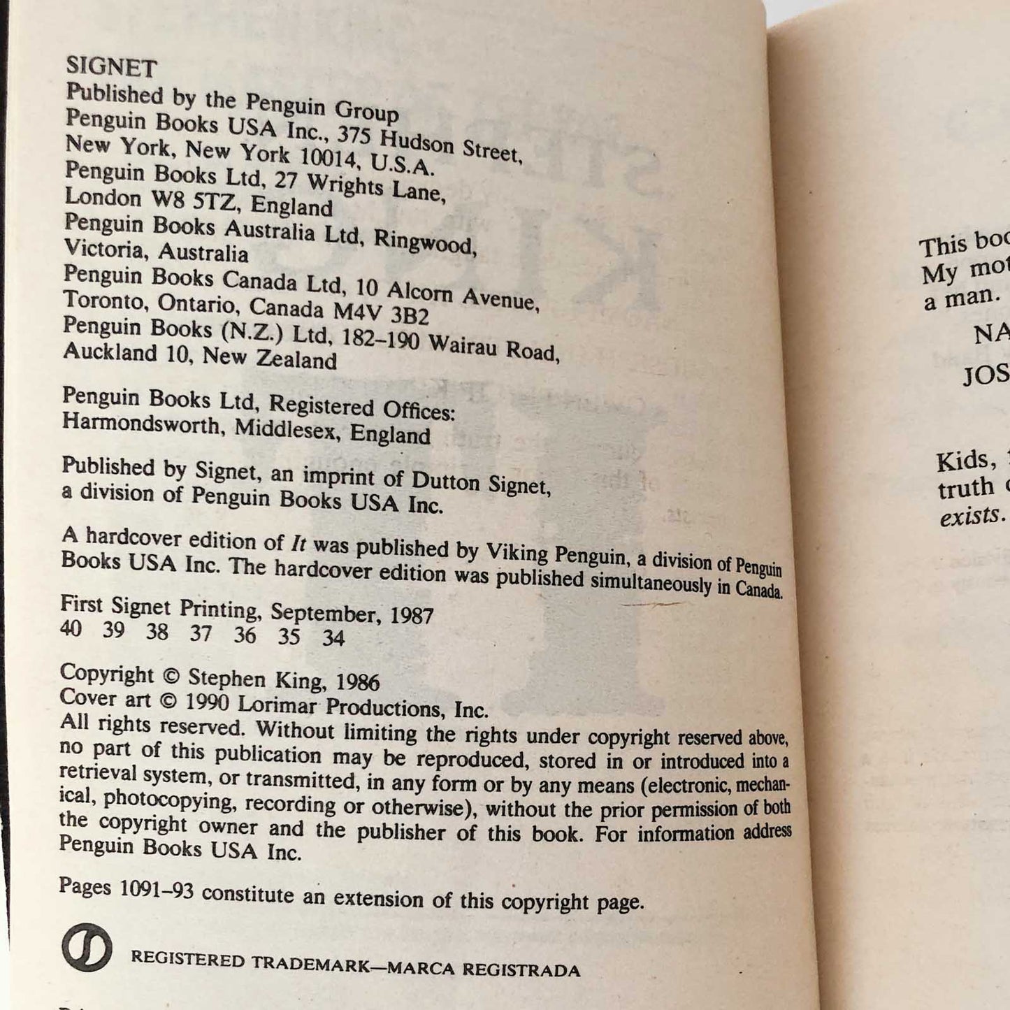 IT by Stephen King [1990 PAPERBACK]