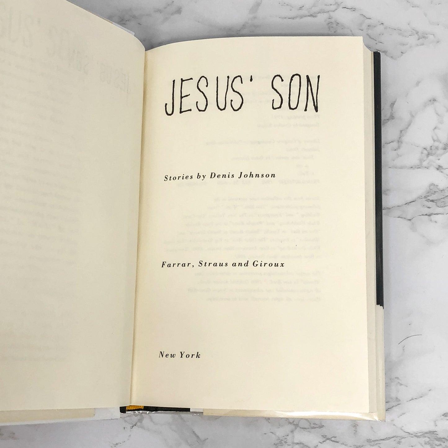 Jesus' Son by Denis Johnson [FIRST EDITION] 1993
