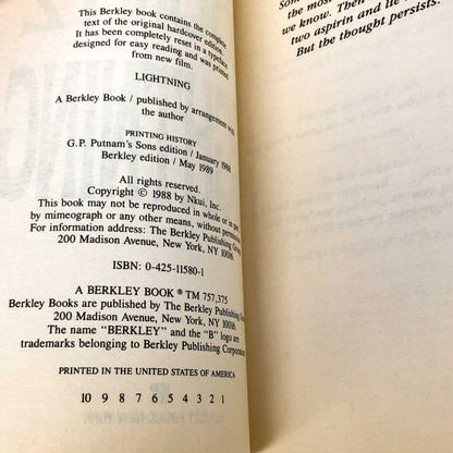 Lightning by Dean Koontz [FIRST PAPERBACK PRINTING] 1989 • Berkley
