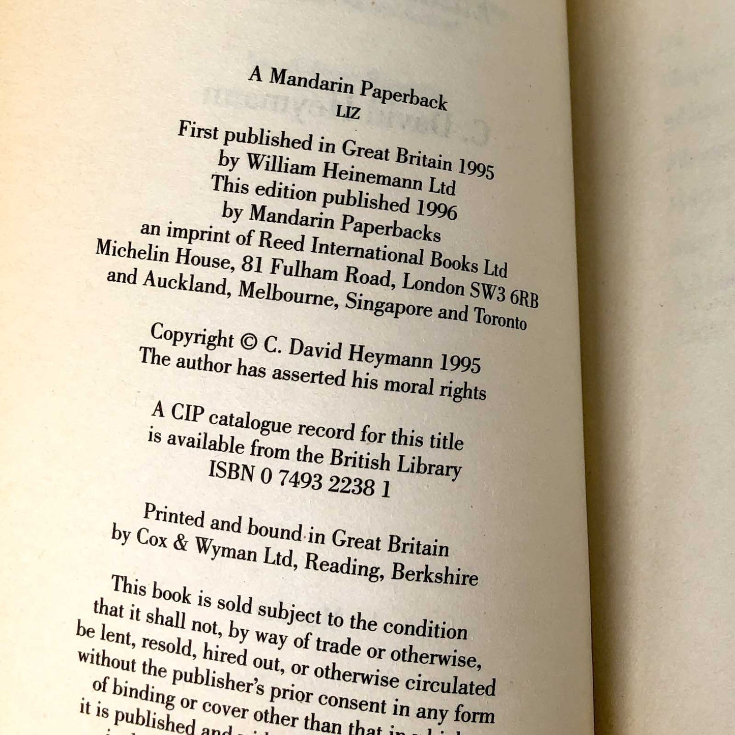 Liz: An Intimate Biography of Elizabeth Taylor by C. David Heymann [U.K. PAPERBACK] 1996