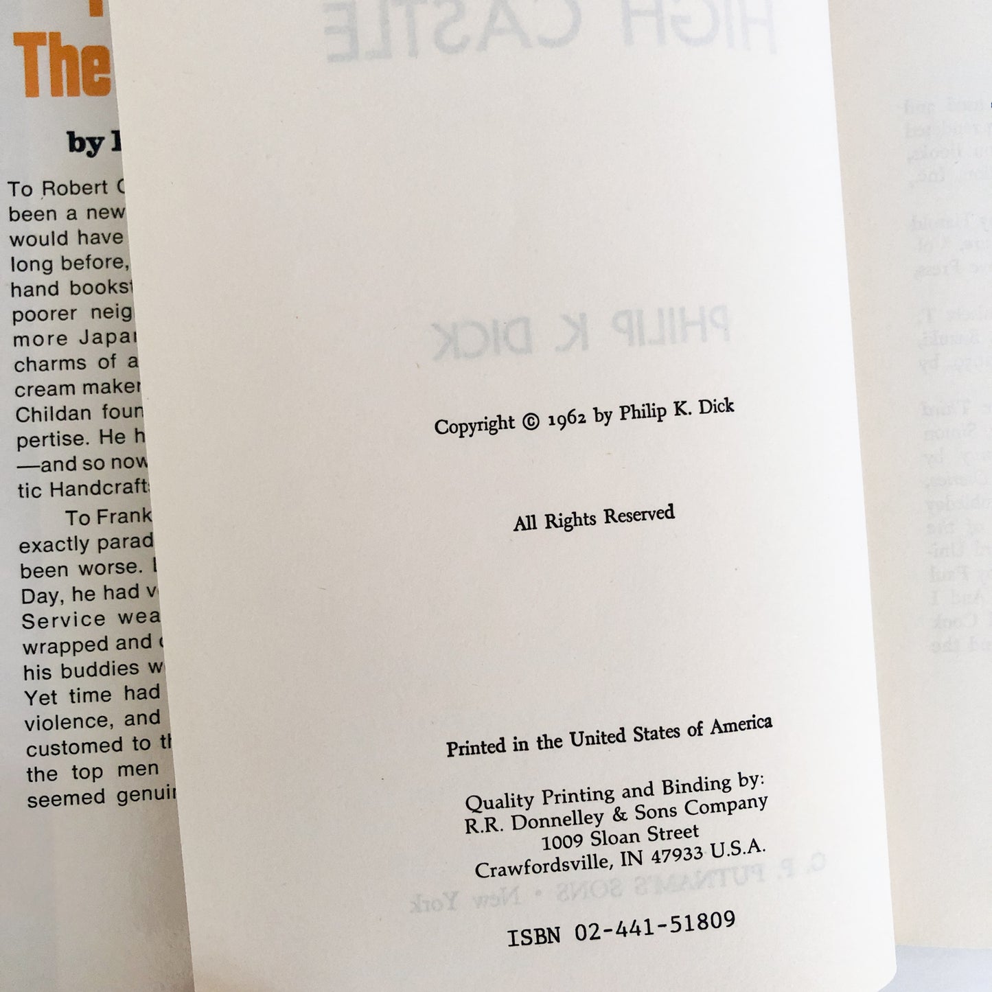 The Man in The High Castle by Philip K. Dick [BOOK CLUB FIRST EDITION / 1962]