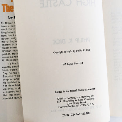 The Man in The High Castle by Philip K. Dick [BOOK CLUB FIRST EDITION / 1962]