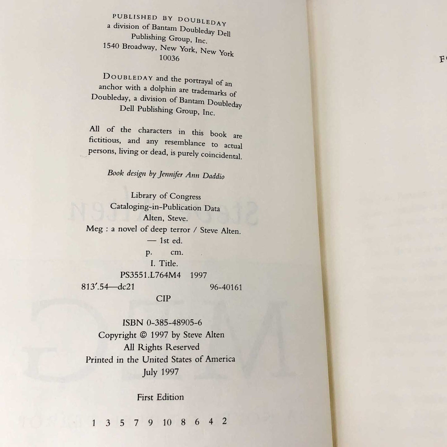 MEG by Steve Alten [FIRST EDITION • FIRST PRINTING] 1997