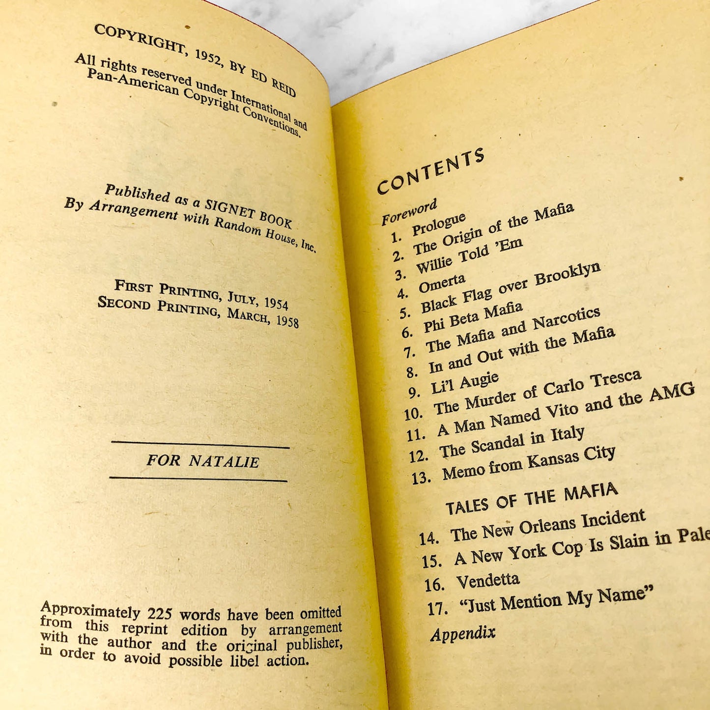 Mafia by Ed Reid [1958 PAPERBACK] • Signet True Crime