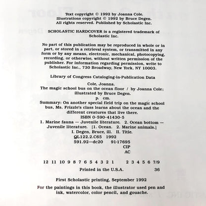 The Magic School Bus On the Ocean Floor by Joanna Cole [FIRST EDITION • FIRST PRINTING] 1992