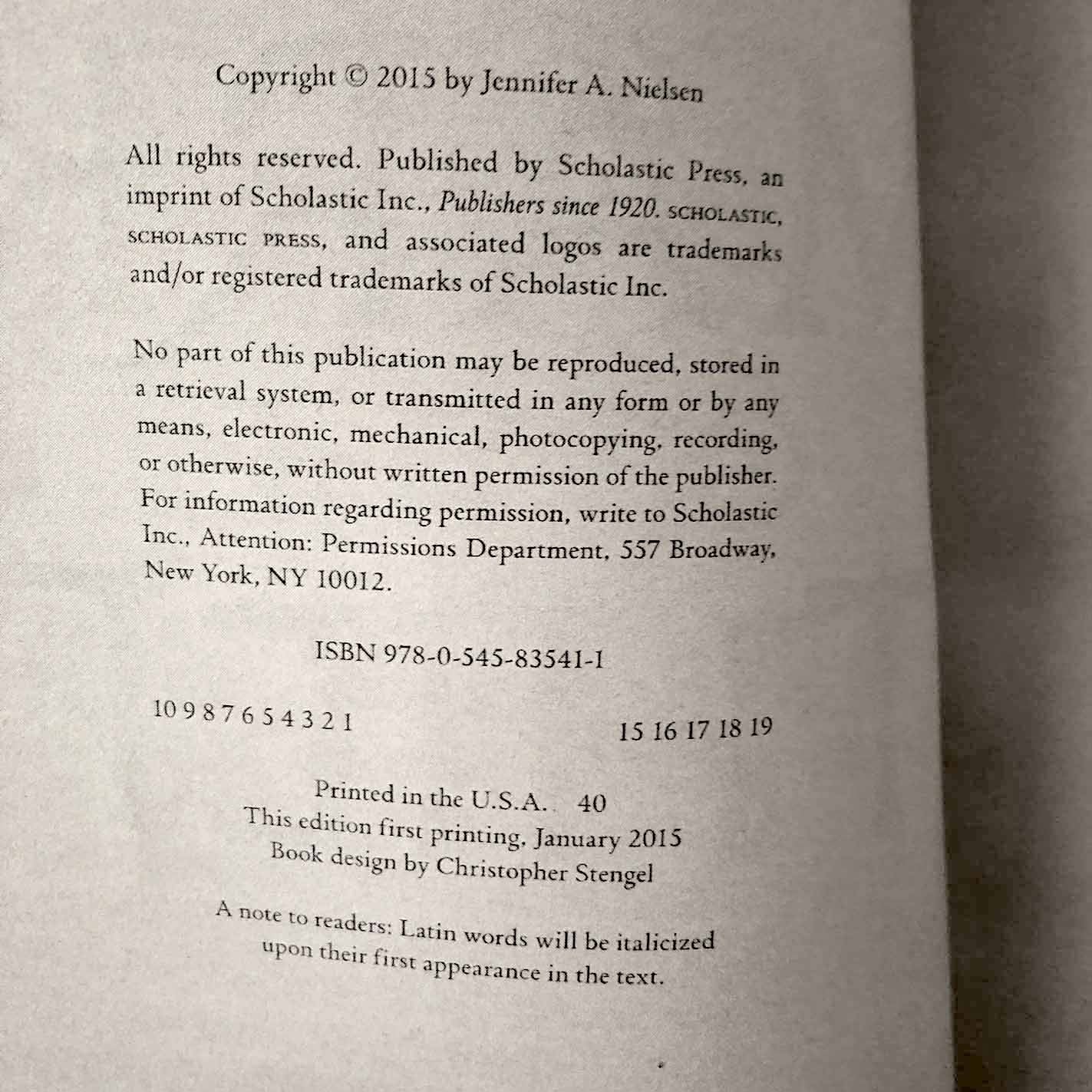 The Mark of the Thief by by Jennifer A. Nielsen [FIRST PAPERBACK PRINTING]